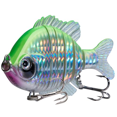 BASSDASH SwimPanfish Multi Jointed Panfish Bluegill Swimbaits Hard Topwater Bass Lures Fishing Lure Crank Saltwater 3.5in/0.85oz,Pack of 4