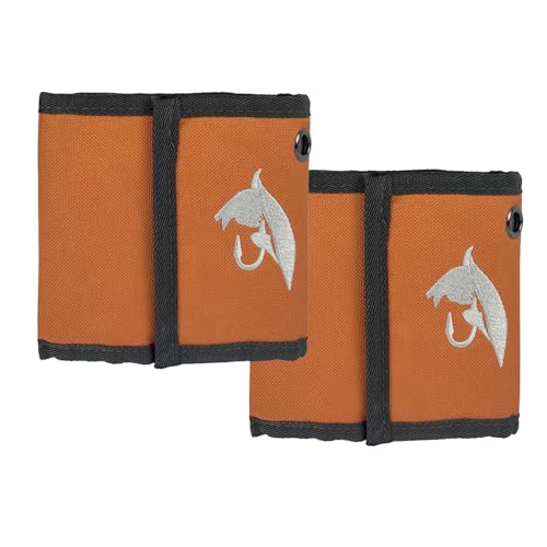 Aventik 10 Pockets Fishing Tackle Binder Fly Fishing Leader Tippet Line Wallet Leader Case Tippet Storage Fly Fishing Great for Pre-Tied Carp and Catfish Rigs - color: 2pcs-orange