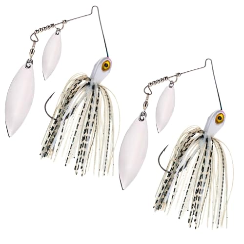 Reaction Tackle Tungsten Spinner Bait Spinnerbait - Double Willow Blade Bass Fishing Lure - Compact Profile Heavy Casting 97% Tungsten (2-Pack) - color: Tennessee Shad, size: 3/8 Oz
