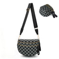 Crossbody Bags for Women, Checkered Crossbody Bum Bag, Spacious Nylon Shoulder with Removable Adjustable Strap (gray-black checkered) - color: gray-black checkered