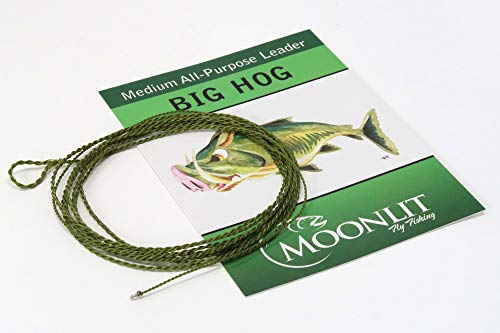 Big HOG Medium All-Purpose Fly Leader - Dries/Streamer/Nymph (Quality USA Made Moonlit Furled Leader) - size: 7-8wt
