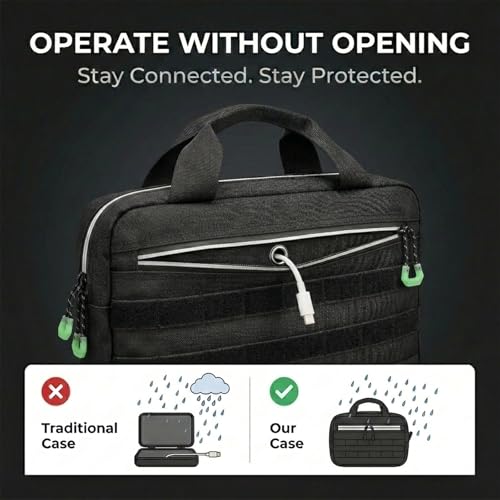 Carrying Bag Compatible with Starlink Mini, Waterproof Protective, Tactical Fishing Tackle Storage Bag, MOLLE System & Cable Port, for Fishing, Camping & Boating