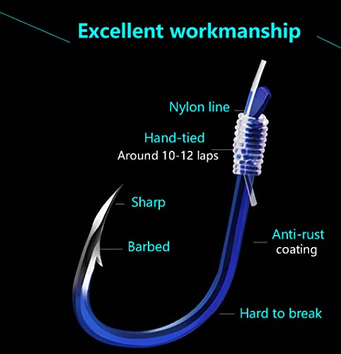 Dyxssm Small Fishing Hooks with Line Tiny Fishing Hook on Nylon Fishing Line (Pack of 20) - color: Type-A: Blue, size: 6#