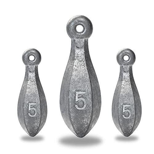 BLUEWING Bank Sinker 1LB/2LB/3LB/5LB/6LB Box Fishing Weights Saltwater Bullet Lead 1oz,2oz,3oz,5oz,8oz,10oz,12oz,16oz,32oz - style: #12 5oz, 16 Pack