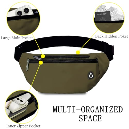Fanny Pack for Women Men,Crossbody Fanny Pack Water Resistant Sports Waist Bag Pack, Belt Bag for Travel Hiking Running - color: 1pack-darkgreen