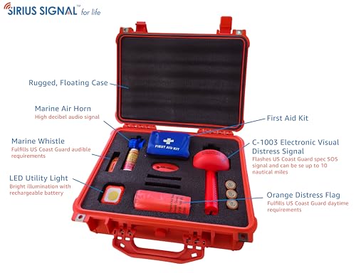 Sirius Signal MK-1001 Boating Safety Hard Case Kit - USCG Approved | Emergency SOS Kit, Includes Electronic Boat Flare Replacement, Complete Visual, Audible, and First Aid System - size: Hard Case