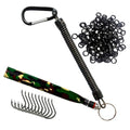 Reaction Tackle Wacky Rig Tool and O-Rings for Soft Plastic Worms, Bass Fishing Wacky Rig and Neko Rig Stick Bait Setup for Largemouth and Smallmouth - color: Camo Tool PLUS 125 O-rings +10 hooks