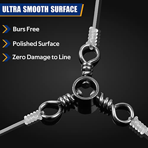 3 Three Way Swivels Fishing Tackle for Catfish Rig, 30/60pcs T-Turn Swivels Triple Cross Line Swivels Stainless Steel Fishing Lure Connectors for Trolling Catfish Rig Saltwater Freshwater 30-220lbs - size: 4#_42lbs_30pcs