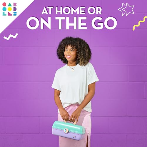 Caboodles On-The-Go Girl Makeup Box, Purple Sparkle, Hard Plastic Makeup Organizer Box, Built-In Mirror, Secure Latch for Safe Travel, Spacious Storage for Large Items - color: Purple Jelly Sparkle