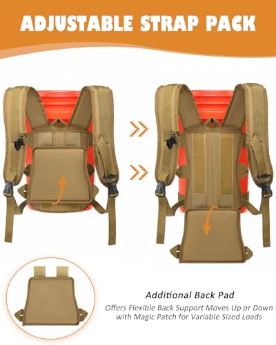 Backpack for 5 Gallon Buckets - Universal Bucket Organizer with Pocket for Hunting, Fishing, Apple Picking, Baseball & Ice Fishing, Brown - color: Brown