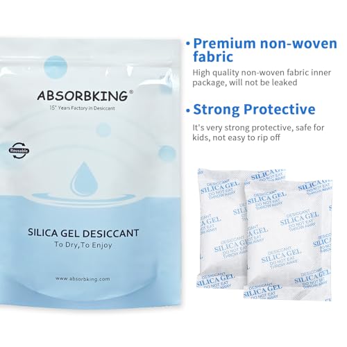 Absorbking Silica Gel Packets, 20 Gram 150 Packs Food Safe Moisture Absorbers, Desiccant Packs for Storage, Reusable Desiccant for Foods, Storage Bins, 3D Filaments, Electronics, Safes - size: 20g(150-pack)