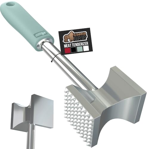 GORILLA GRIP BPA-Free Patented Dual-Sided Meat Tenderizer Tool, Soft Comfortable Handle with Hanging Hole, Heavy Duty Kitchen Mallet for Steak Beef Fish, Chicken Cutlet Pounder, Dishwasher Safe, Mint - color: Mint