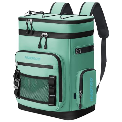Hulongo Large Waterproof Insulated Cooler Backpack for Men & Women, Leak Proof Cooler Backpack for Camping, Beach, Fishing, Picnic, Travel, Outdoor, 30L, 48Cans - color: Light Green