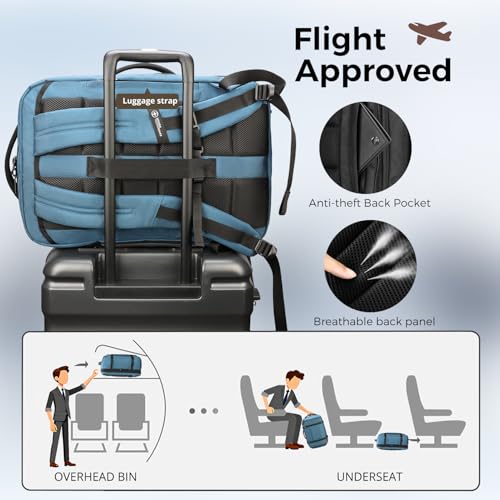 Swissdigital Design Travel Backpack 40L,TSA Friendly Flight Approved Carry-on Hand Luggage,with USB Charging Port Large Weekender Bag Fits 17 Inch Laptop Backpack Blue | SD1756-30 - color: Blue