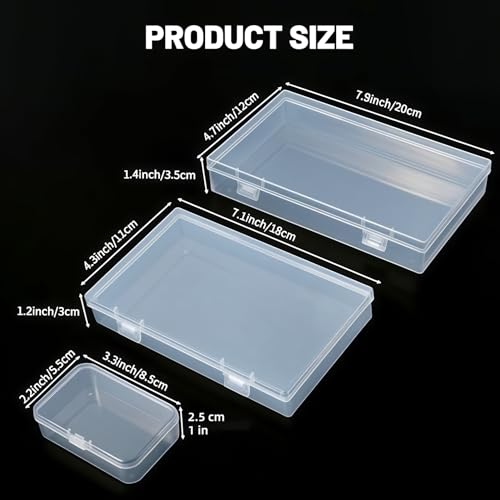 LJY 20 Pieces Mixed Sizes Rectangular Empty Mini Clear Plastic Organizer Storage Box Containers with Hinged Lids for Small Items and Other Craft Projects Plastic Containers with Lids Quart Containers - color: Transparent, size: Mixed Sizes