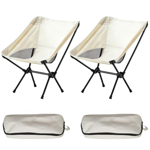 Wind Tour Portable Camping Chair Lightweight Foldable Outdoor Chair for Hiking Camp Backpacking Lawn Beach Fishing Picnic with Carry Bag (White-2) - color: White-2