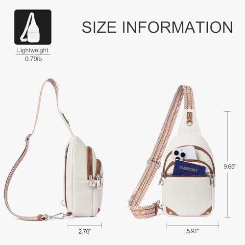 Anti Theft Crossbody Bags for Women Travel Chest Sling Bag Leather RFID Purse Fanny Pack Beige - color: Beige