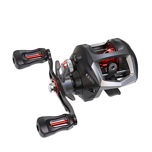 Lixada Fishing Reels, Baitcaster Reel Strong Corrosion Resistance Metal Saltwater Baitcasting Reel with Magnetic Braking System - color: Black-Left handed