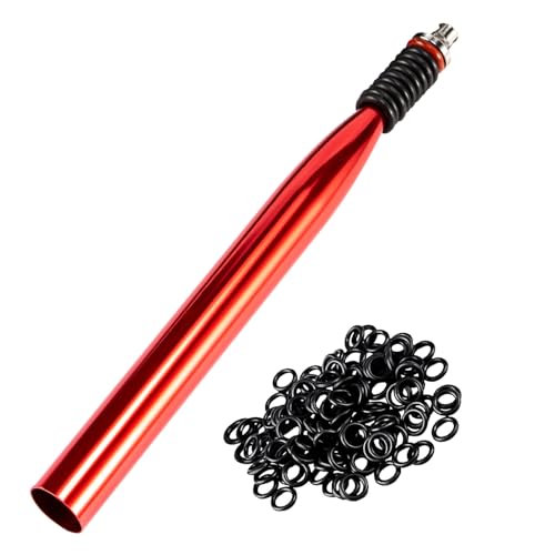 Wacky Rigging Tool, Fishing Bait Rigs, Wacky Rig Ring Tool with 70PCS Worm O-Rings, Wacky Worm Kit for Senko Neko Finesse Stick Soft Baits - color: Red