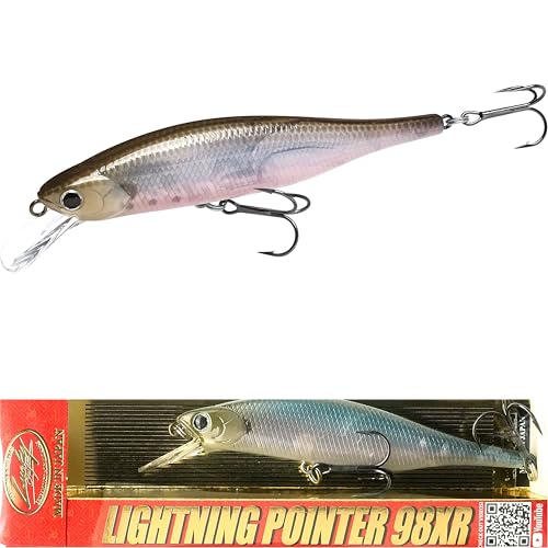 LUCKY CRAFT Lightning Pointer 98XR, Freshwater Bass Fishing Lures and Walleye Fishing Lures, 4" Slow Sinking Jerkbait, 6-7ft Depth, Largemouth Smallmouth, Tournament Fishing Gear - color: 238 Ghost Minnow