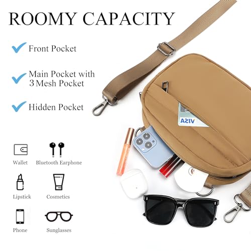 MAXTOP Small Crossbody Bags for Women Belt Bag Fanny Pack with Adjustable Strap - color: Camel Brown, style: Small Crossbody Bag