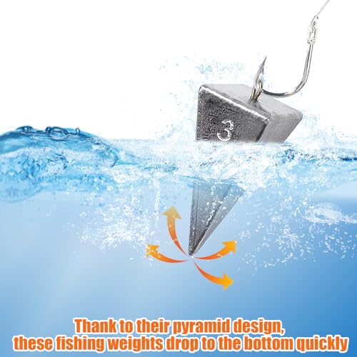 Pyramid Fishing Weights Sinkers for Fishing - size: 3oz, style: 12 Pack Kit