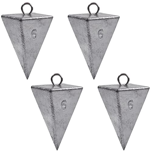 Pyramid Sinkers Fishing Weights Saltwater Pyramid Weights for Surf Fishing Gear Tackle 1oz 2oz 3oz 4oz 5oz 6oz 8oz - style: 6 Ounce, 4 Pack