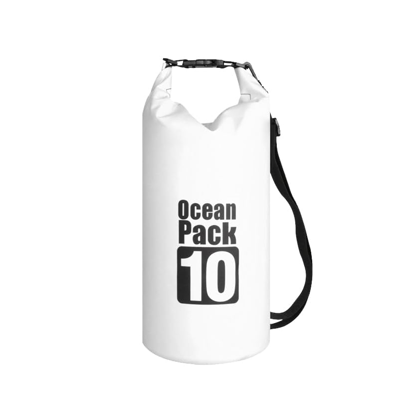 Dry Sack/Waterproof Bag for Boating, Kayaking, Hiking, Snowboarding, Camping, Rafting, Fishing and Backpacking (white, 10L), BO-BAGS-001