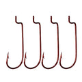 30pcs/Pack Offset Fishing Hooks Worm Hooks Black/Red High Carbon Steel Senko Bait Fishing Hooks 4/0 3/0 2/0 1/0 1# - color: red, size: 4/0-30pcs