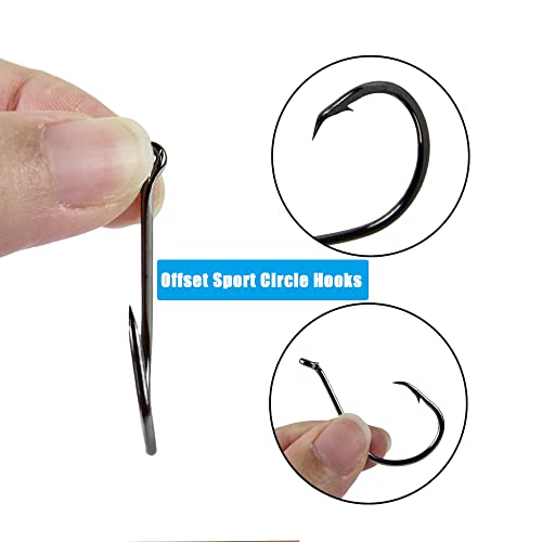 Saltwater Circle Hooks,50 Pack 2X Fishing Hooks Offset Octopus Catfish Bulk Fishing Hooks Fishing Gear Equipment Set Saltwater Freshwater - size: 6/0 - 50 Pack