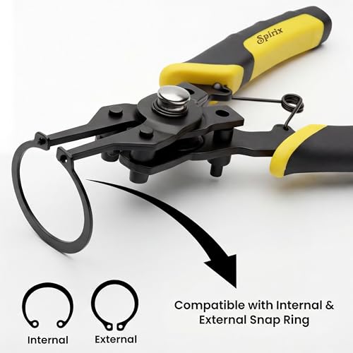 Snap Ring Pliers Heavy Duty Set, 4-in-1 Convertible Internal External Retaining Ring Pliers, Interchangeable Heads 45 90 Degree Angled Jaws, C Clip Circlip Lock Ring Removal Tool