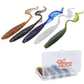 RUNCL Anchor Box - Paddle Tail Swimbaits, Soft Jerk Baits, 20/40/50/60pcs Soft Fishing Lures, Curved Tail Grubs - 3D Lifelike Eyes, Split/Boot/Curved/Straight/Thin Tail - 1/2/3/4/5in, Proven Colors - color: X - Curved Tail Grubs (4in, 40pcs)