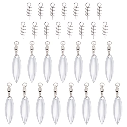 SUPERFINDINGS 15Pcs Fishing Lures Willow or Colorado Blade Spinner Blades Bearing Swivels Tail Spinner Spinnerbait Lure Making Supplies Bass Lures - color: Stainless Steel