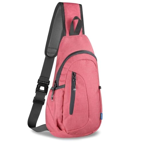 TITECOUGO Small Sling Bag, Lightweight Crossbody Backpack for Men Women, Shoulder Bag for Sports and Outdoor - color: Z1-canvas, Watermelon Red