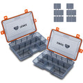RUNCL Fishing Tackle Box, Waterproof Airtight Stowaway, 3600/3700 Tray Tackle Box with Adjustable Dividers, Plastic Storage Organizer(2pcs 3600) - color: 2pcs 3600