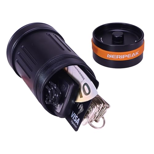 Waterproof Car Key FOB Container, Case, Aluminum Dry Box Holder for Scuba Diving and Watersports Credit Card, Pills, EDC, Kayak Raft Fish Camp Rated to 429ft - color: Black