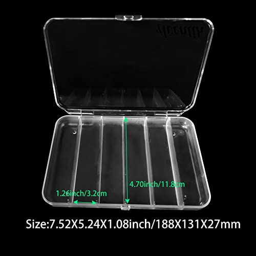 Aventik Super Transparent Super Strong Polycarbonate Fly Fishing Fly Box Four Different Multi-compartment Options Great Pocket Size 7.52X5.24X1.08inch Fishing Tackle Box Fishing Hook Box (6CL) - color: 6CL