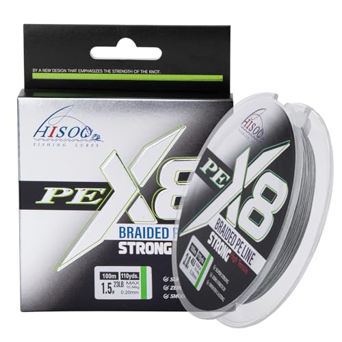X8 Braided PE Fishing Line - Zero Stretch High Sensitivity 8 Carrier Line, Super Strong Abrasion Resistant for Smooth Casting, Saltwater Freshwater Lure Fishing, 110 Yards - color: Grey, size: 60LB