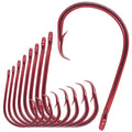 LURELINK-Inline-Circle-Hooks-Saltwater-for-Catfish-Bass-Octopus-Hooks-Fishing-Hook-Freshwater 50 Pack - color: Red, size: 9/0 50-Pack