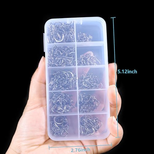 Dyxssm Small Fishing Hooks for Freshwater, 1000pcs 600pcs 400pcs Trout Fish Hook Set, 10 Sizes #2-#20 - color: Black, style: 600pcs (#2-#20)