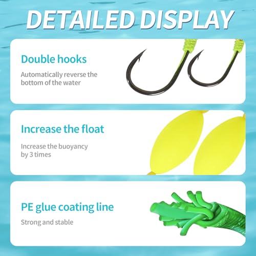 Double Hook Rig Surf Fishing: 9PCS Pompano Float Rigs with 3 Circle Hook Saltwater Gear Tackle for Surf Fishing - color: Green 1