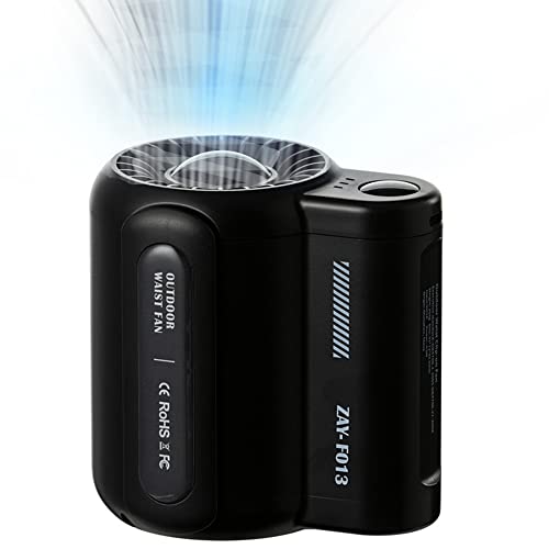 fuliying Waist Fan Portable Rechargeable – 4500mAh Battery Lasts 10 Hours, 3-Speed Personal Clip-On Fan, Hands-Free Wearable Mini Cooling Fans for Outdoor Work, Construction, Fishing, Camping - color: black