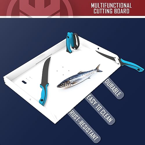 KNINE OUTDOORS Bait Cutting Board for Boat, Boat Cutting Board, with Rod Holder Mount Plier Storage and Knife Slot, for Fish Cleaning Station Fishing Fillet Table, Boat Accessories Marine