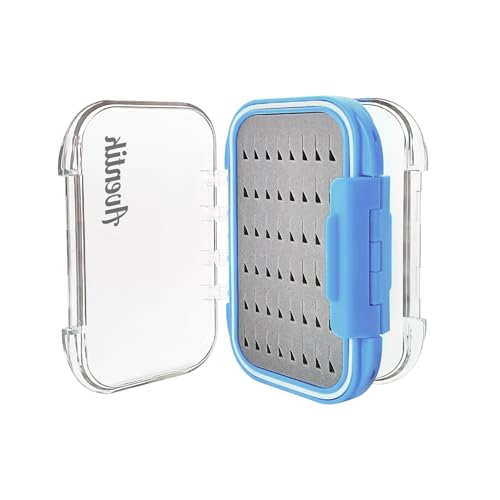 Aventik Waterproof Clear Fly Box Double Sides Floating Lightweight Fly Fishing Case Large Capacity Grip Foam Nymph Wet Dry Flies Lure Box(H18 Blue, SIZE A:4.24X3.04X1.36inch) - color: Blue, size: SIZE A:4.24X3.04X1.36inch