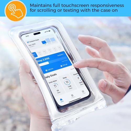 ProCase 2 Pack Floating Waterproof Phone Pouch IPX8, Universal Dry Bag Fits iPhone 17/16/15/14/13 Series, Galaxy S24/S23/S22, Pixel 8/7 (Up to 7”), Touchscreen, Underwater & Snow Protection -Clear - color: Clear