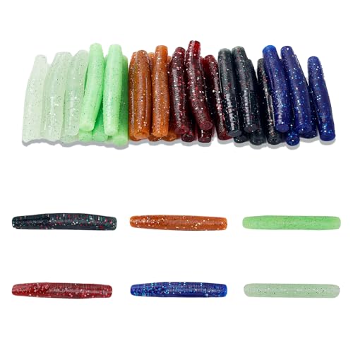 Soft Plastic Worms Lures with Salted Hook Slot 2.6in FS/RE-11 - size: 60pcs