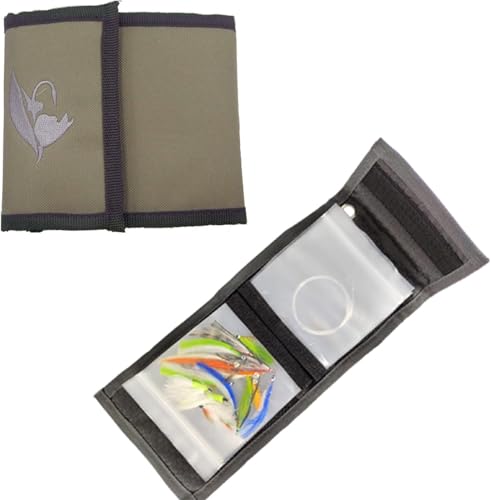 Aventik 10 Pockets Fishing Tackle Binder Fly Fishing Leader Tippet Line Wallet Leader Case Tippet Storage Fly Fishing Great for Pre-Tied Carp and Catfish Rigs - color: grey