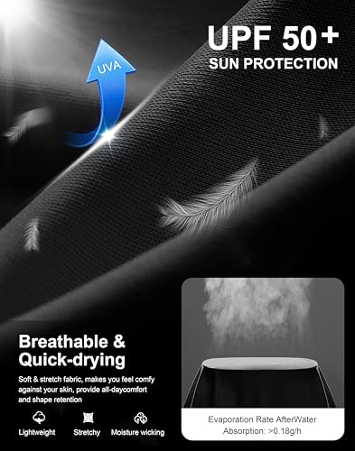 Men's Sun Protection Hoodie Shirts Long Sleeve UPF 50+ Swim Shirts for Men Rash Guard Fishing Shirt Quick Dry - color: Black, size: 3X-Large