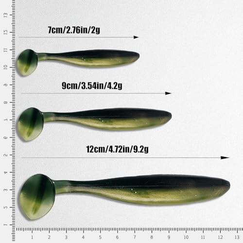 Paddle Tail Swimbaits FS/RE-10 | for Bass Fishing,14 Colors ,Fishing Lures with Flash Blade,Freshwater Saltwater ,Bass Bait,for Trout Catfish Pike - color: Color J, size: 7cm,50pcs