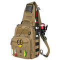 Fishing Backpack Small Fishing Tackle Storage Bag with 3 Methods of Carrying Large Capacity Sling Backpack for Outdoor Hiking Travel Hunting (Khaki) - color: Khaki